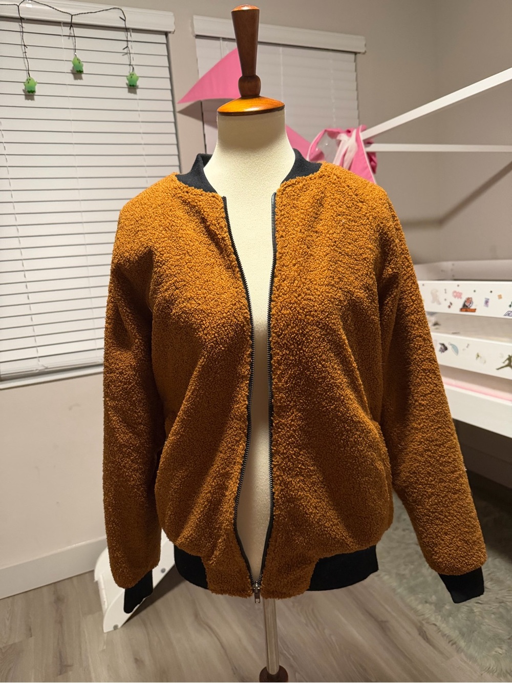 Russell Park Furry Bomber Jacket for men and women, Unisex jacket, Size S